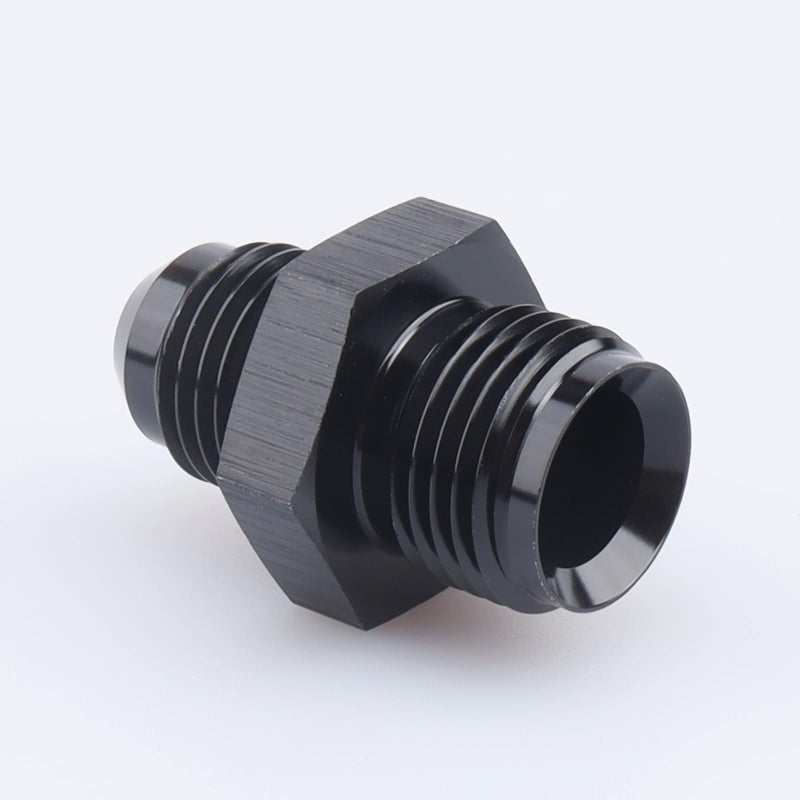 AC PERFORMANCE Male Inverted Seat 1/2 x 20 Thread to -6 AN Flare Adapter Straight Aluminum Black - Image 3